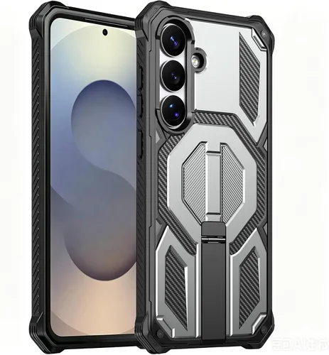 Miniatura 21 de Funda magnética para Samsung Galaxy S24 FE con soporte y protector de pantalla [compatible con Magsafe] antideslizante, cuerpo completo, doble capa