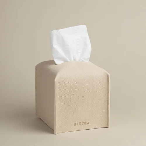 Miniatura 10 de OLETHA Funda cuadrada para caja de pañuelos, decoración estética de escritorio para habitación, hogar y oficina, soporte para cajas de pañuelos