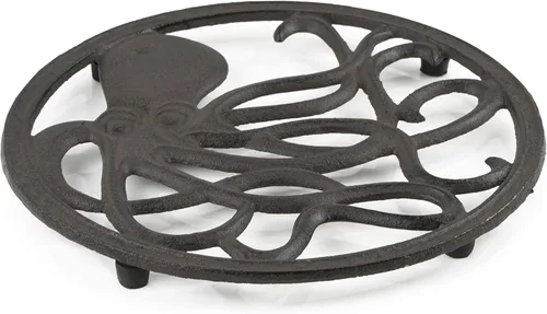 Miniatura 9 de GASARÉ, Salvamanteles de hierro fundido para platos calientes, ollas y sartenes, salvamanteles de metal, diseño de pulpo, tapas de patas de goma