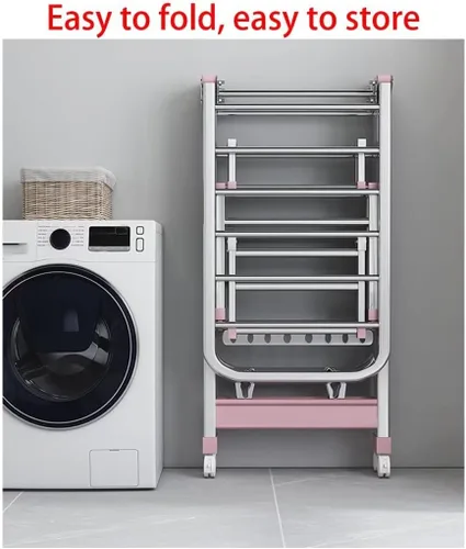 Miniatura 8 de Tendedero plegable para interiores, estante de secado de ropa plegable de 3 niveles, estante de secado independiente, con alas de altura ajustable