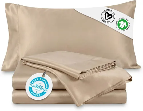Miniatura 21 de Delilah Home Juego de sábanas de 300 hilos 100 % algodón orgánico, verificado por GOTS y Vegan.org, ropa de cama de satén de 300 hilos,