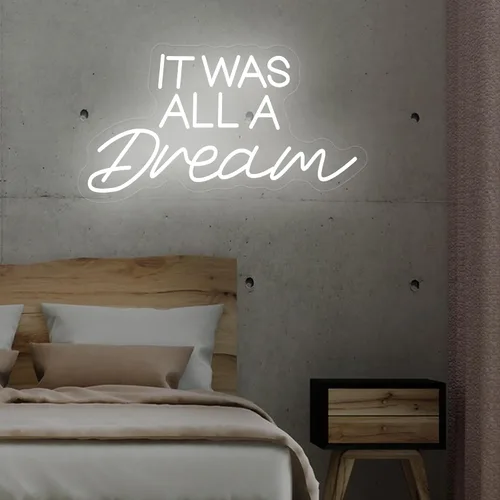 Miniatura 3 de Letrero de neón con texto en inglés «It Was All A Dream», luces LED de neón para decoración de pared, boda, letrero de neón personalizado