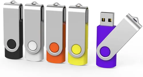 Aiibe Paquete de 5 unidades flash USB de 128 GB, unidad USB de 128 GB, memoria USB 2.0 (5 colores mezclados: negro, rojo, amarillo, blanco, morado)