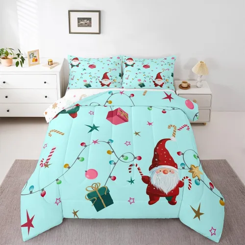 Miniatura 23 de Erosebridal Juego de edredón de Feliz Navidad, tamaño individual, divertido edredón de Papá Noel para niños y niñas, edredón de plumón de pingüino