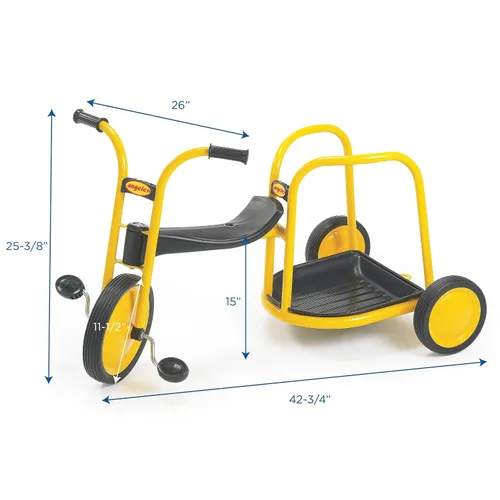 Miniatura 2 de Children's Factory MyRider Chariot Bike para hasta dos pasajeros, triciclo para niños a partir de 3 años, soporta hasta 140 libras, color amarillo