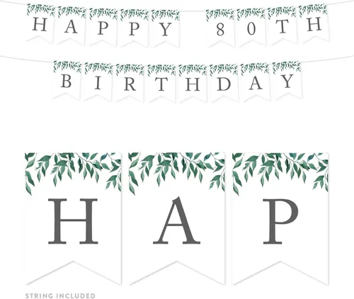 Miniatura 9 de Andaz Press Decoración de pancarta de hojas verdes naturales para fiesta de cumpleaños, 75 años de amor, aproximadamente 5 pies, 1 juego, decoración