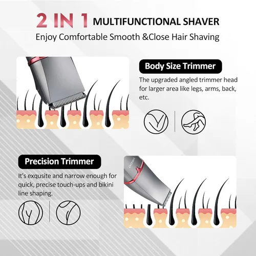 Miniatura 7 de Maquinillas de afeitar eléctricas para mujer, 3 en 1, cortadora de pelo púbico, depilación sin dolor, kit de peluquería recargable para mujeres