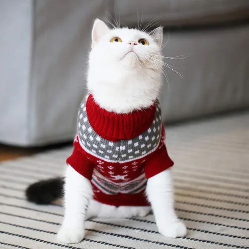 Miniatura 3 de Suéteres de Navidad para perros, ropa de invierno para mascotas, ropa de Navidad, abrigos cálidos clásicos, renos, copos de nieve, suéter de rombos