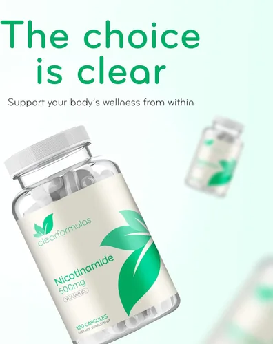 Miniatura 7 de Vitamina B3 Nicotinamida 500 mg – Forma de alta absorción de vitamina B3 Niacina sin enjuague para oír la piel, cerebro y apoyo energético