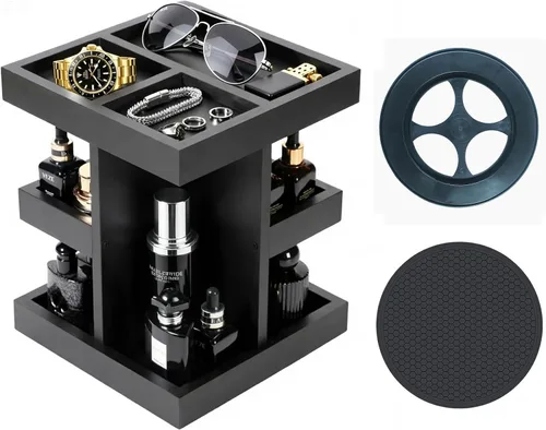 Organizador de colonia para hombres, estante de perfume de madera de gran capacidad de 3 niveles con rotación de 360 grados, soporte de colonia