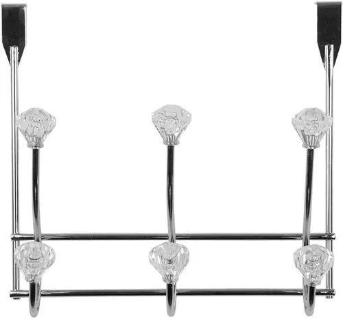 Home Basics 3 ganchos para puerta con pomos de cristal, organiza ropa, abrigos, batas, toallas para dormitorio, baño o armario, cromado