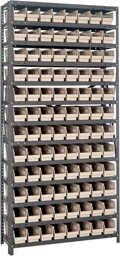 Miniatura 559 de Quantum QSBU-245BK Heavy Duty Shelving Unit with (7) Shelves and (24) QUS245 Black Bins for Garage Warehouse Storage Distribution 400 lb Load