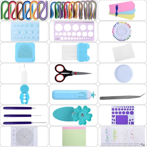 Miniatura 2 de Kit de relleno de papel para principiantes y adultos, 1860 tiras de papel en 3 tamaños, juego completo de herramientas de relleno con bolígrafo