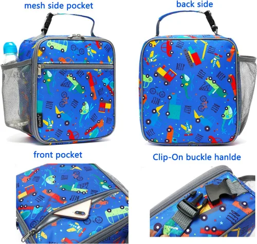 Miniatura 4 de FlowFly Lonchera para niños, bolsa suave aislada, mini hielera para el regreso a clases, kit de bolsa térmica para comidas, para niñas, niños, Coche