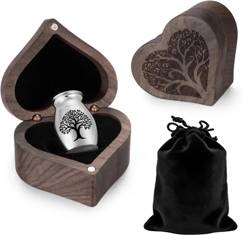 Miniatura 20 de Dletay Mini urnas para cenizas humanas, pequeñas urnas de cremación para hombres y mujeres, recuerdo de cenizas con caja cuadrada de madera de 1.18
