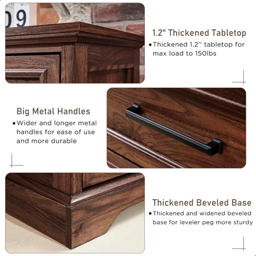 Miniatura 5 de ACCOHOHO Cómoda de 6 cajones, cómoda de granja para dormitorio, cómoda de 44 pulgadas de alto con asas de metal grandes, organizador de cajones