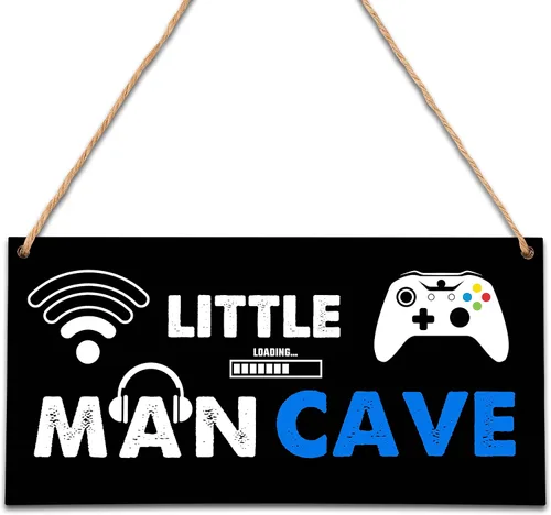 Miniatura 9 de Letrero de madera para colgar en la puerta de Little Man Cave, All-Star Sports - Decoración para colgar en la puerta, decoración para niños