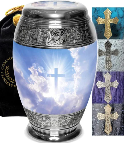 Miniatura 18 de Urna de cremación de cruz negra para cenizas hombre adulto – Urnas de cremación personalizadas para cenizas humanas, urnas decorativas para hombre