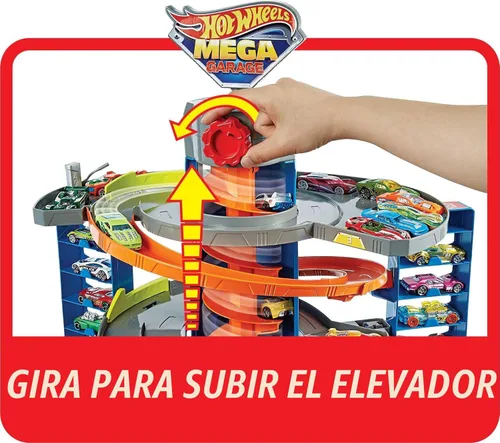 Miniatura 4 de Hot Wheels City Mega Garage Juego con elevador de corcho y almacenamiento para más de 60 autos, incluye 1 vehículo Hot Wheels a escala 1:64, regalo