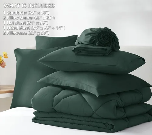 Miniatura 95 de CozyLux Juego de edredón tamaño King, color naranja quemado, toda la ropa de cama en una sola bolsa, 7 piezas: edredón, fundas de almohada