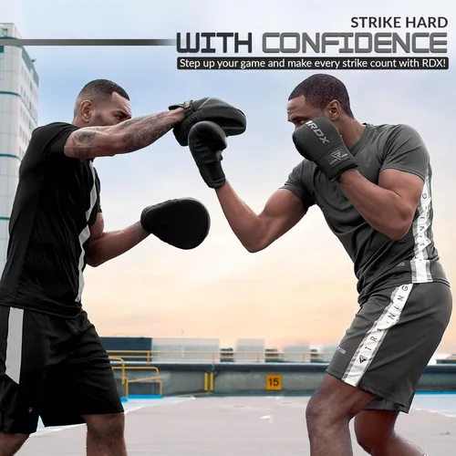 Miniatura 6 de RDX Guantes de boxeo, guantes de boxeo, piel maya, acolchado, palma ventilada, entrenamiento de boxeo pesado MMA, almohadillas de enfoque