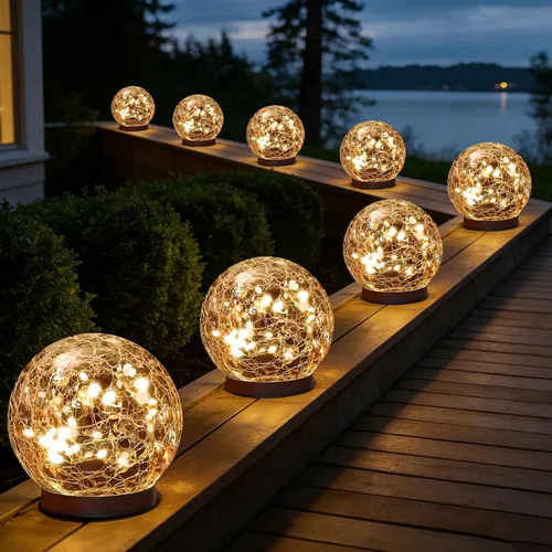 Miniatura 12 de MLKNK Luces solares de globo para exteriores, impermeables, bolas solares, luces solares de jardín, orbes para exteriores, paquete de 2 bolas