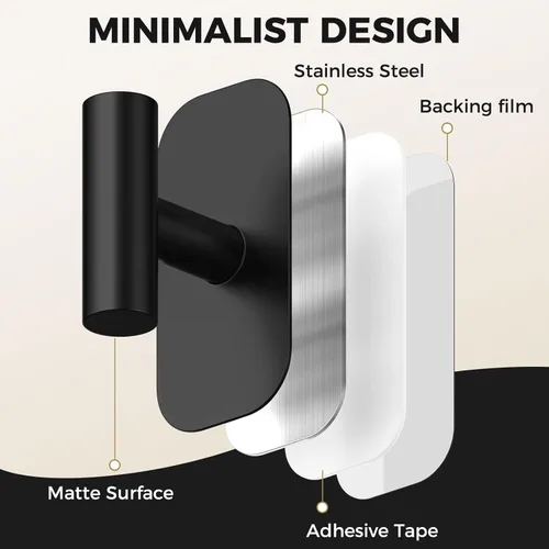 Miniatura 4 de Ganchos adhesivos para toallas para ducha, ganchos de baño resistentes al agua, perchas adhesivas montadas en la pared para Negro