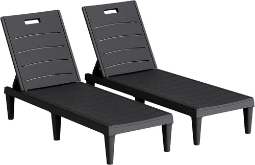 Homall Juego de 2 tumbonas para patio, sillas ligeras para exteriores, 5 ajustes de posición, respaldo para piscina exterior, jardín, patio y playa,