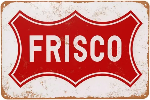 Letrero de metal vintage, letrero de lata de ferrocarril de Frisco, póster versátil para decoración de hogar, hombre, mujer, bar, hogar, cueva,