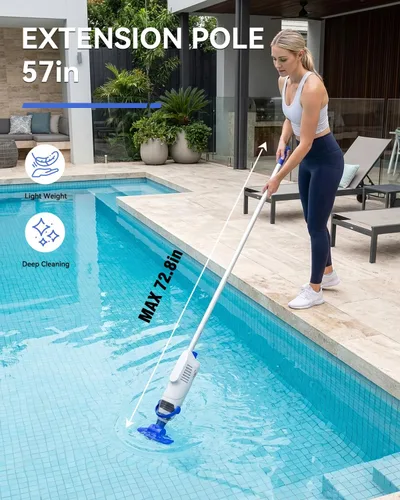 Miniatura 4 de Aspiradora de piscina para piscina sobre el suelo, aspiradora de piscina de mano inalámbrica con succión de 18 GPM, tiempo de funcionamiento de 60
