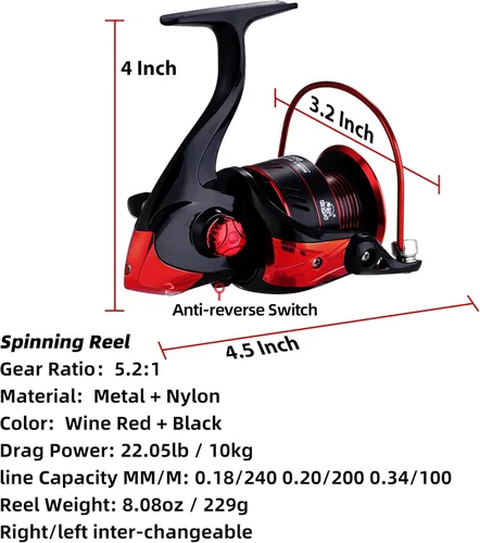 Miniatura 5 de Kilitn Combo de Caña de Pescar y Carrete, Combo de Baitcasting Carrete Baitcast Caña Telescópica de Fibra de Vidrio Duradera de 5 Pies con Sedal