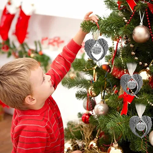 Miniatura 6 de Adorno conmemorativo de Navidad, Una parte de mi corazón está en el cielo, colgante para árbol de Navidad, regalos conmemorativos por pérdida