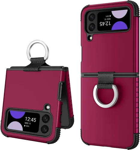 Miniatura 8 de BENTOBEN Funda para Samsung Galaxy Z Flip 4, Z Flip 4 5G, resistente 2 en 1, cuerpo completo, resistente, a prueba de golpes, con anillo