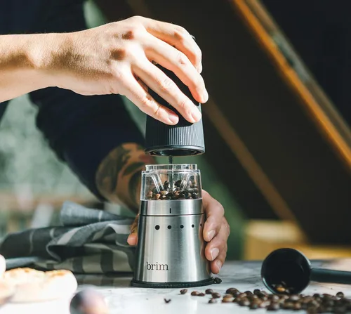 Miniatura 4 de Brim Molinillo de café eléctrico de mano, operación simple de un solo toque, 9 ajustes precisos de molienda desde espresso hasta prensa francesa
