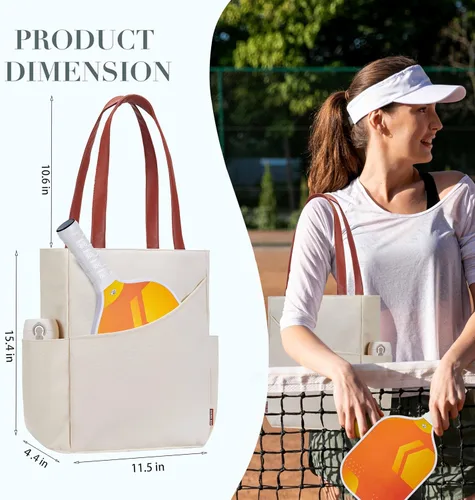 Miniatura 2 de Bolso de Pickleball para Mujeres, Elegante Bolso de Nylon con Capacidad para 2 Palas, Bola, Equipo, Bolso de Hombro Utilitario para Deportes