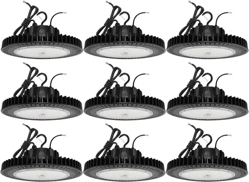 Miniatura 13 de 150W UFO LED alta luz de la bahía 22500LM ETL listado alta bahía LED tienda luces 5000K 0-10V regulable para almacén garaje AC100-277V