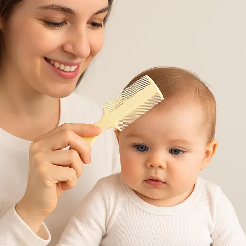 Miniatura 2 de Vakly Peine de dientes finos (paquete de 3) – Peine de bebé de doble cara con asa, peine extrafino para piojos y caspa para cuna, recién nacidos