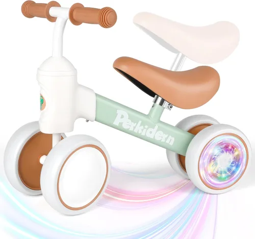 PerKidern Baby Balance Bike for 1-2 Year Old Boys Girls, 12-24 Month Toddler Balance Bike, 4 Wheels Baby Bike Toddler First Birthday Gifts