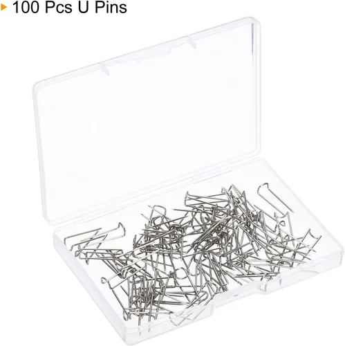 Miniatura 3 de PATIKIL U-Pins, paquete de 100 pasadores de horquilla de acero para costura de tela, color plateado