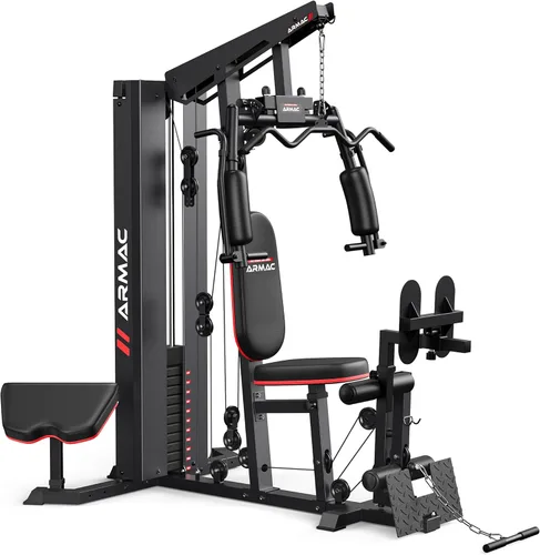 Sportsroyals Gimnasio en Casa, Equipo de Gimnasio Multifuncional, Equipo de Entrenamiento con Pila de Peso de 150LBS, para Prensa de Piernas,