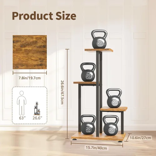Miniatura 2 de LASZOLA Soporte de Madera de 4 Niveles en Negro para Plantas de Interior, Resistente y de Gran Capacidad, Estante de Flores Vertical de Múltiples