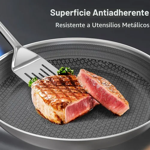 Miniatura 2 de COOKER KING Juego de utensilios de cocina de acero inoxidable, juego de ollas y sartenes antiadherentes, utensilios de cocina de cerámica híbrida