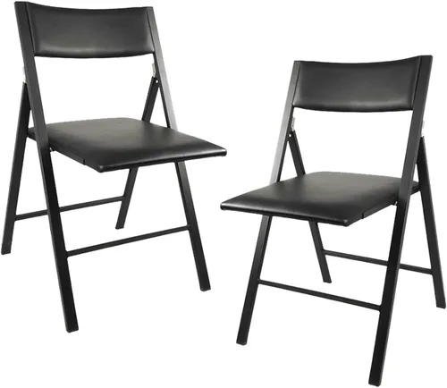 2 sillas deportivas para adultos, sillas de oficina plegables tapizadas, silla de salón portátil al aire libre para oficina, cocina (negro, grande)