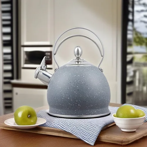 Miniatura 5 de Creative Home - Tetera silbante de acero inoxidable de 2.5 cuartos de galón con fondo de aluminio capsulado para agua caliente de ebullición rápida