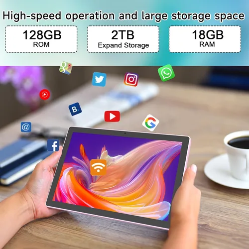 Miniatura 5 de Tableta de 10 pulgadas con teclado Android 15 (NO GO) Tabletas 2 en 1 Tableta 18GB RAM 128GB Soporta expansión de 2TB Tabletas incluyen estuche Azul