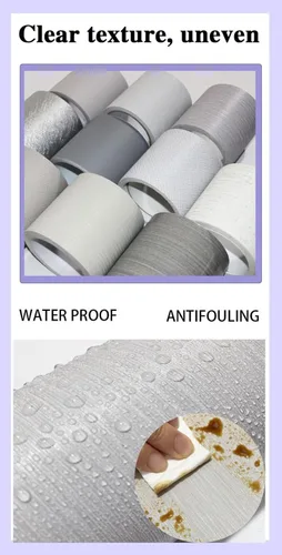 Miniatura 8 de Papel tapiz autoadhesivo para despegar y pegar, borde decorativo para el hogar, techo, para baño, sala de estar, cocina, gris, grueso, 1 5.1 x 196.9