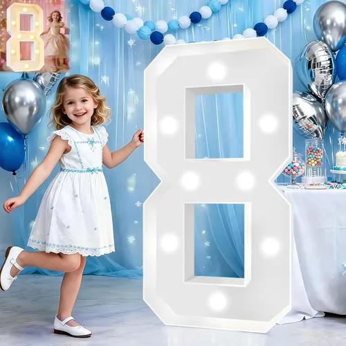 Miniatura 57 de Pooqla Letras de marquesina iluminadas de 3 pies, letras de marquesina con luz LED blanca fría y blanca cálida, letras de mosaico gigante para Letra