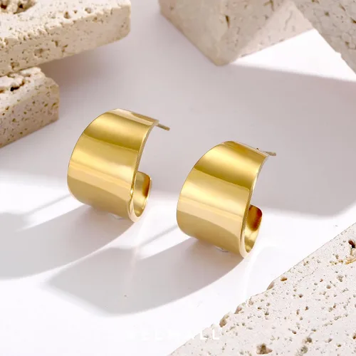 Miniatura 55 de KELMALL Aretes tipo argolla de oro de 14 quilates para mujer, hipoalergénicos, gruesos, redondos, no se deslustra, para orejas sensibles