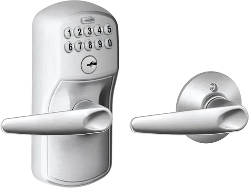 Miniatura 21 de Schlage - FE575 PLY 626 FLA Plymouth - Entrada de teclado con bloqueo automático y palancas Elan, cromado con brocha. Cromo satinado