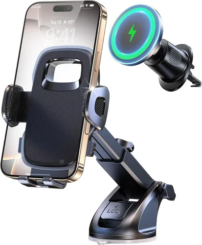 Miniatura 10 de Cargador de teléfono de coche certificado Qi2 para MagSafe, brazo plegable y ajustable de 360°, soporte magnético universal para pantalla de espejo
